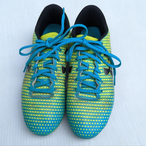 UNDER ARMOUR Force Blue and yellow soccer cleats youth size 5 - Picture 9 of 10